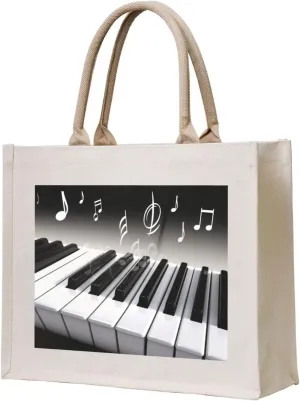 Piano Music Symbol printed Canvas Carrying Tote Bag Handbag Shopping Bag