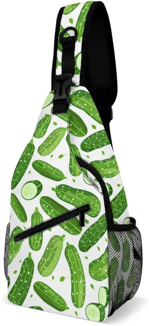 Pickle Cucumbers Crossbody Sling Bag Novelty Chest Bags Shoulder Backpack For Travel Hiking