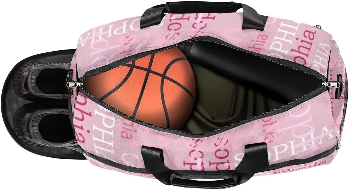 Pink Travel Duffel Bags for Women Gym Bag for Adults Personalized Large Luggage Bag for Women Ovenight Bag Travel Tote Bag for Women