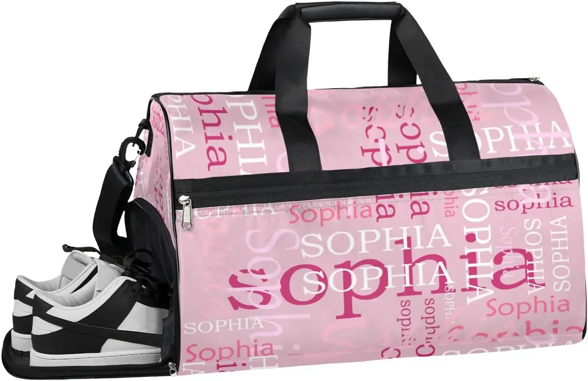 Pink Travel Duffel Bags for Women Gym Bag for Adults Personalized Large Luggage Bag for Women Ovenight Bag Travel Tote Bag for Women
