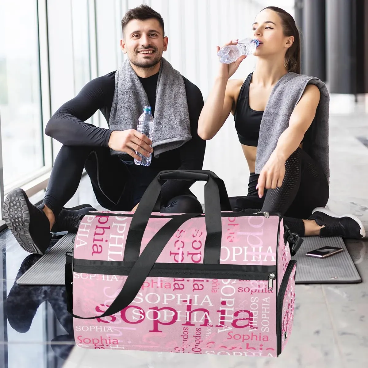 Pink Travel Duffel Bags for Women Gym Bag for Adults Personalized Large Luggage Bag for Women Ovenight Bag Travel Tote Bag for Women