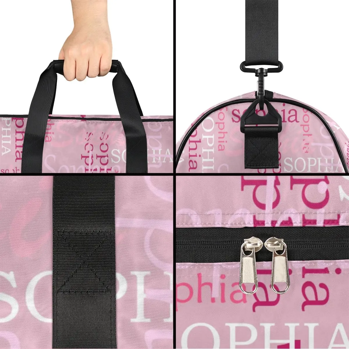 Pink Travel Duffel Bags for Women Gym Bag for Adults Personalized Large Luggage Bag for Women Ovenight Bag Travel Tote Bag for Women