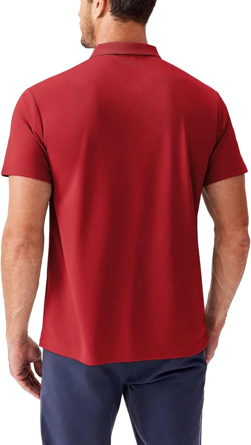 PINSPARK Golf Polo Shirts for Men Quick Dry Short Sleeve Collared Shirt Slim Fit Casual Solid Stylish Polos Shirt