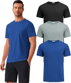 PINSPARK Men's 3 Pack Workout Shirts Quick Dry Moisture Wicking Crewneck Tee Shirt Mesh Athletic T-Shirts