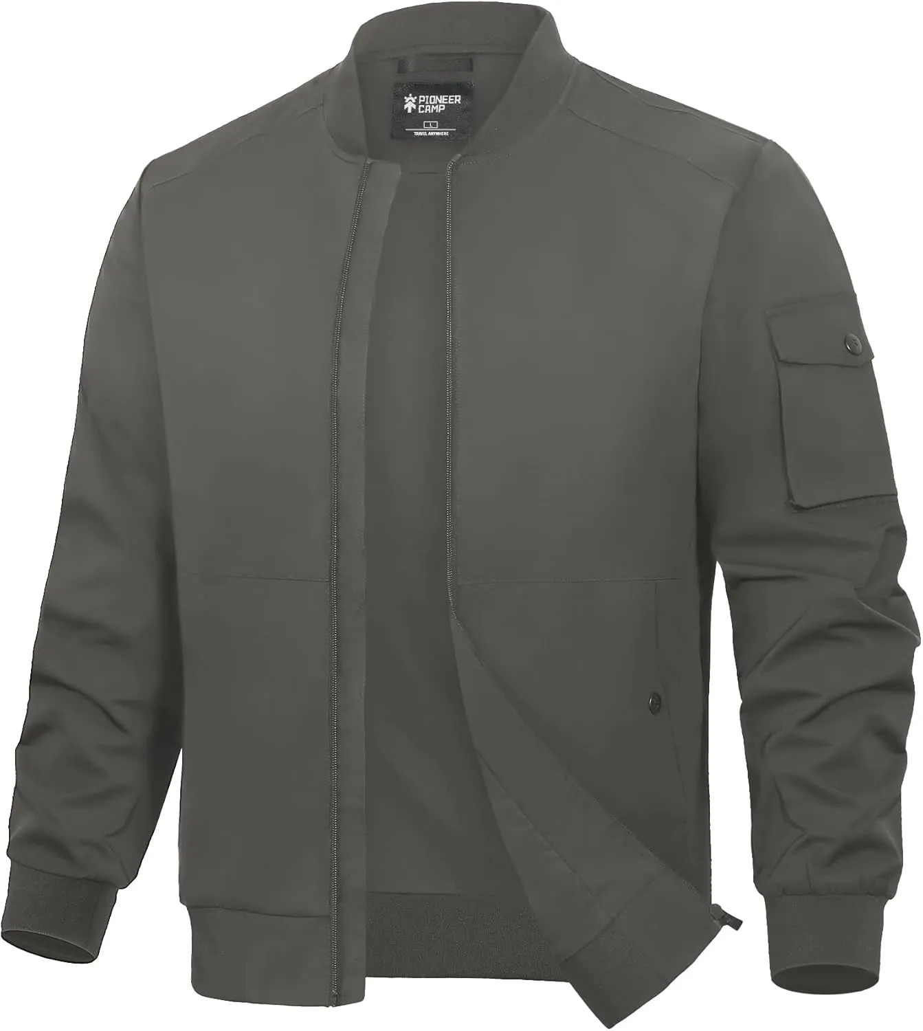 Pioneer Camp Mens Bomber Jacket Lightweight Casual Spring Fall Windbreaker Stylish Varsity Flight Zip Up Coat with Pocket