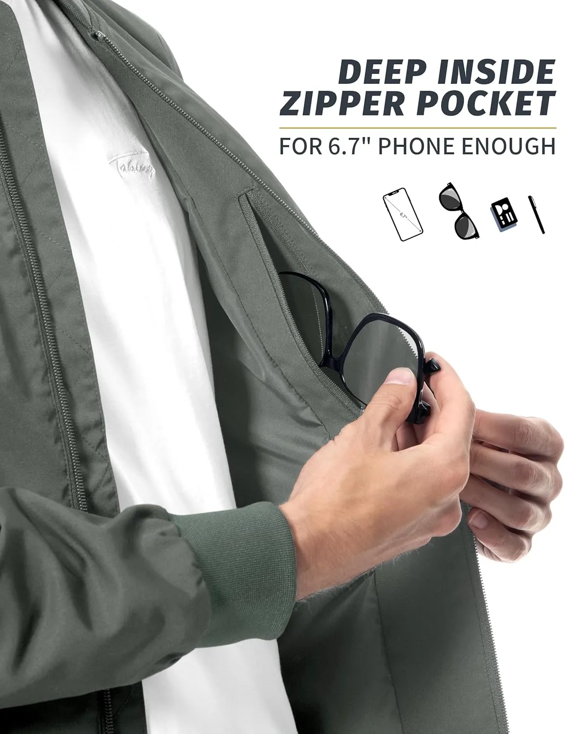 Pioneer Camp Mens Bomber Jacket Lightweight Casual Spring Fall Windbreaker Stylish Varsity Flight Zip Up Coat with Pocket