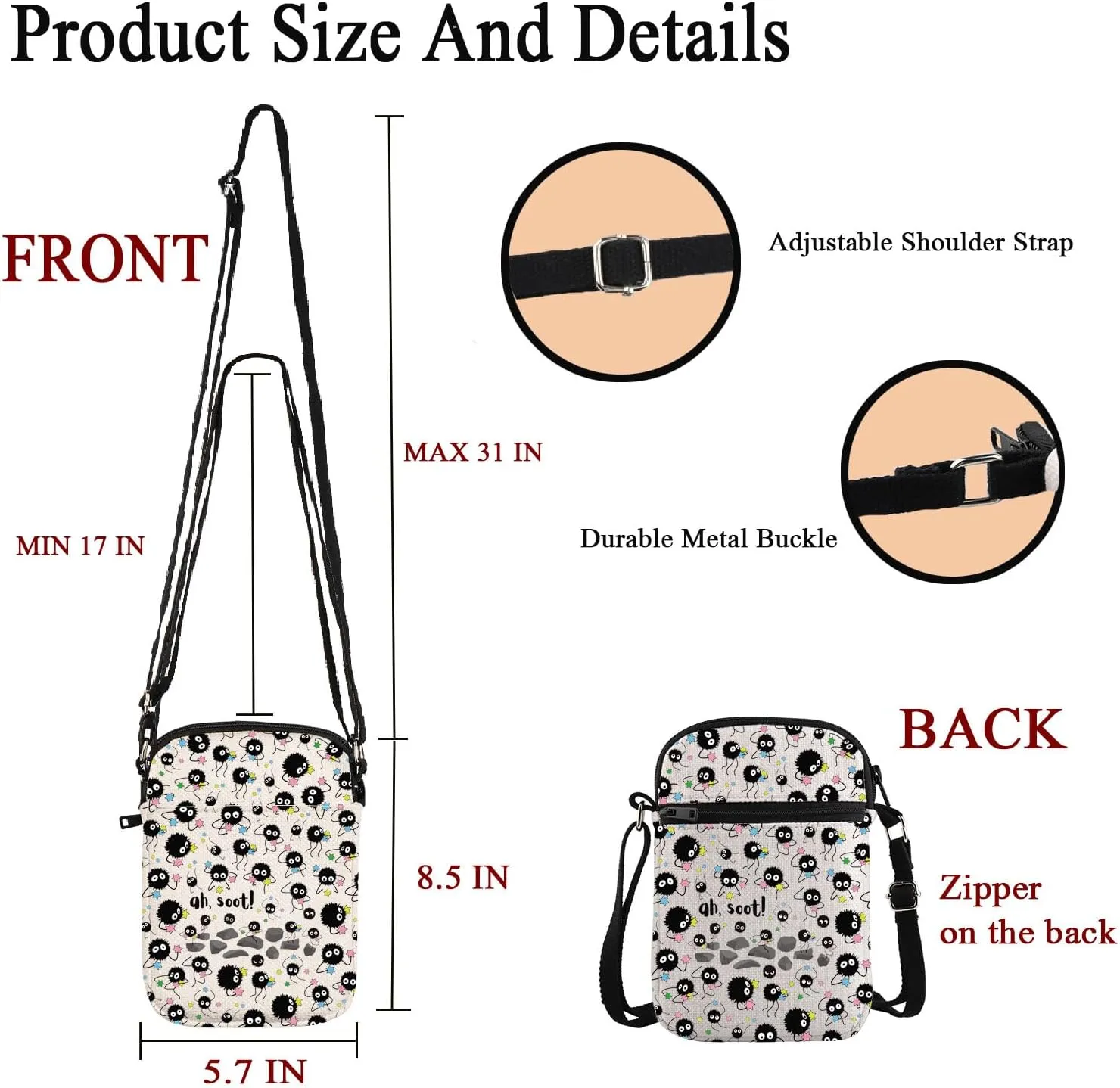 POFULL Anime Inspired Gift Anime Lover Crossbody Bag