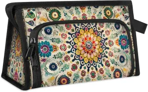 Polynesian Pattern Makeup Bag For Women Travel Cosmetic Bag With Handle Organizer Toiletry Bag Pouch Zipper Bag Make Up Bags With Compartments Stylish Makeup Storage Pouch