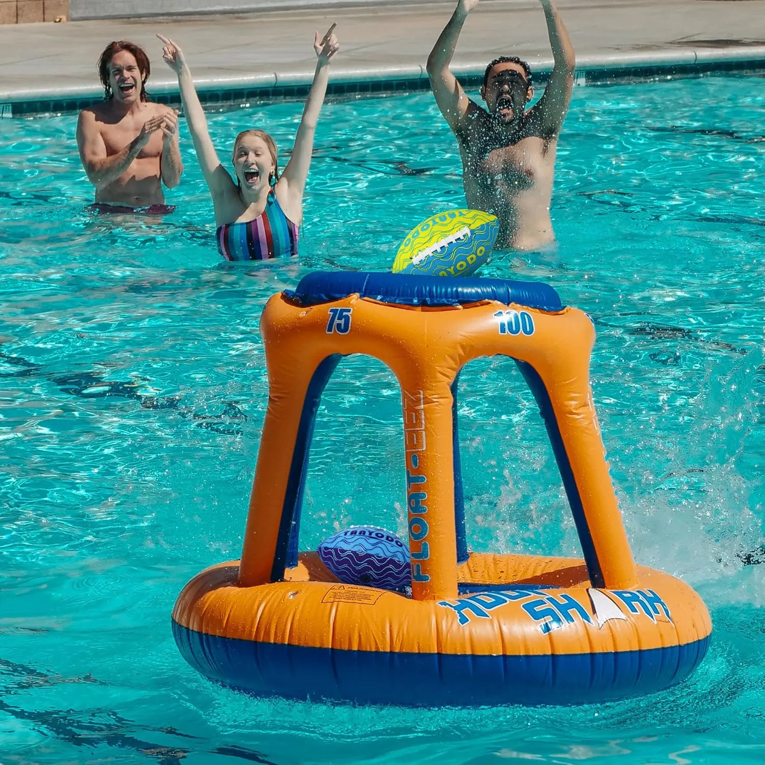 Pool Beach Water Football - 2 Pack Waterproof Football Great Grip for Swimming Pool Beach Lake Park Backyard Outdoor Play(Size 3,Blue&Yellow)