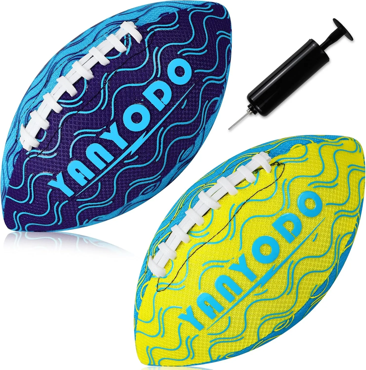 Pool Beach Water Football - 2 Pack Waterproof Football Great Grip for Swimming Pool Beach Lake Park Backyard Outdoor Play(Size 3,Blue&Yellow)