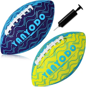 Pool Beach Water Football - 2 Pack Waterproof Football Great Grip for Swimming Pool Beach Lake Park Backyard Outdoor Play(Size 3,Blue&Yellow)