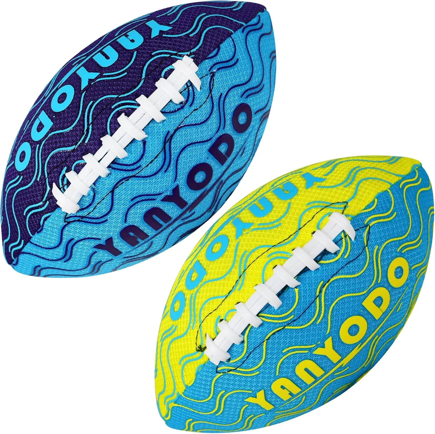 Pool Beach Water Football - 2 Pack Waterproof Football Great Grip for Swimming Pool Beach Lake Park Backyard Outdoor Play(Size 3,Blue&Yellow)