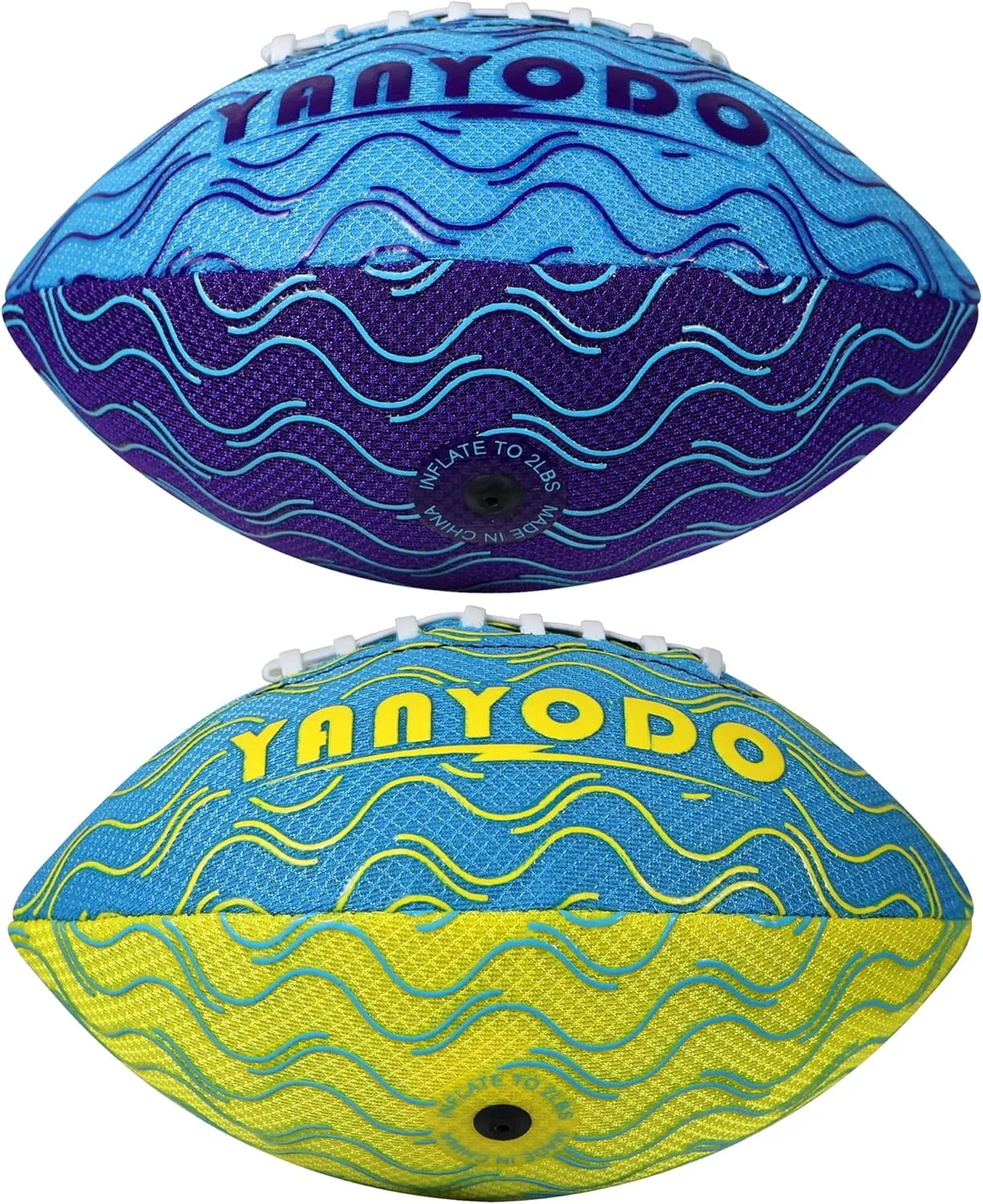 Pool Beach Water Football - 2 Pack Waterproof Football Great Grip for Swimming Pool Beach Lake Park Backyard Outdoor Play(Size 3,Blue&Yellow)