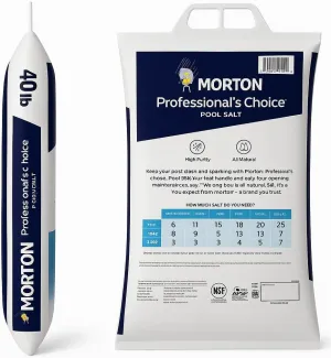 Pool Salt 40 lb Bags Pack of 2, Pure Aqua Salt for Swimming Pools, Fast-Dissolving Formula for Saltwater Pools, Morton Aqua Salt for Saltwater Pools, Swimming Pool Salt