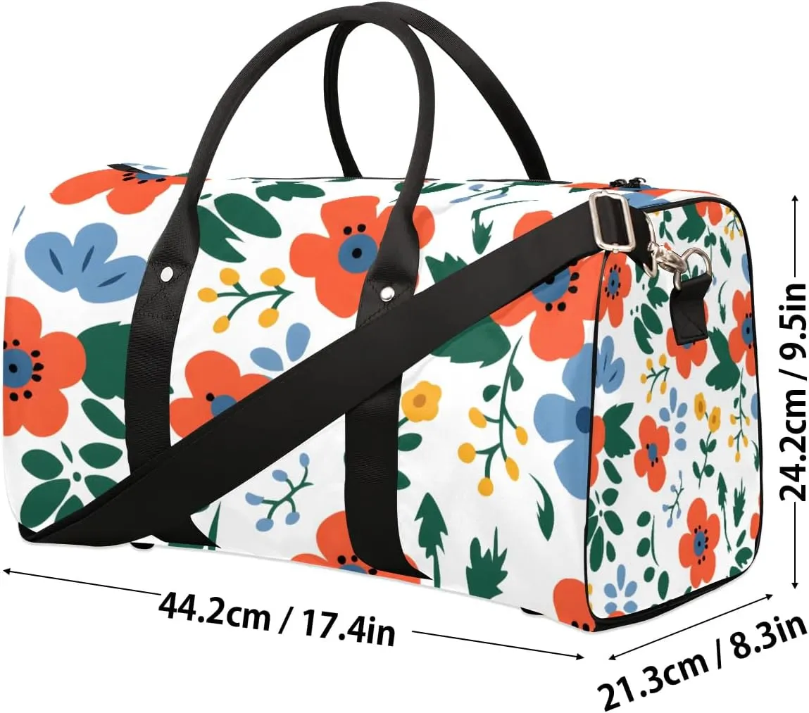 Poppy Flower Travel Duffel Bag for Women Men Waterproof Foldable Overnight Weekender Bag Large Capacity Sports Gym Bag