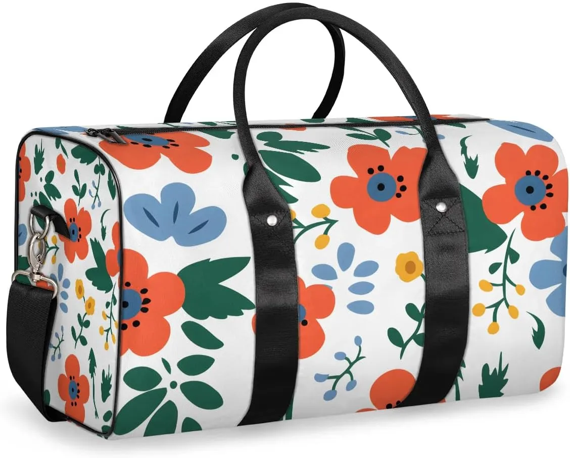Poppy Flower Travel Duffel Bag for Women Men Waterproof Foldable Overnight Weekender Bag Large Capacity Sports Gym Bag