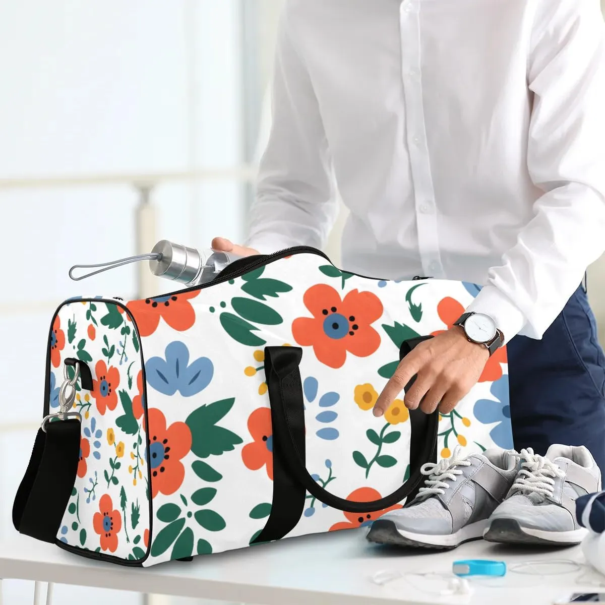 Poppy Flower Travel Duffel Bag for Women Men Waterproof Foldable Overnight Weekender Bag Large Capacity Sports Gym Bag