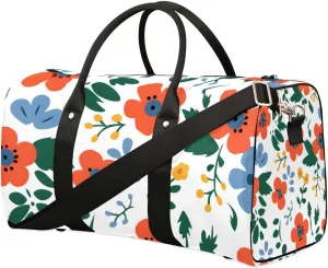 Poppy Flower Travel Duffel Bag for Women Men Waterproof Foldable Overnight Weekender Bag Large Capacity Sports Gym Bag