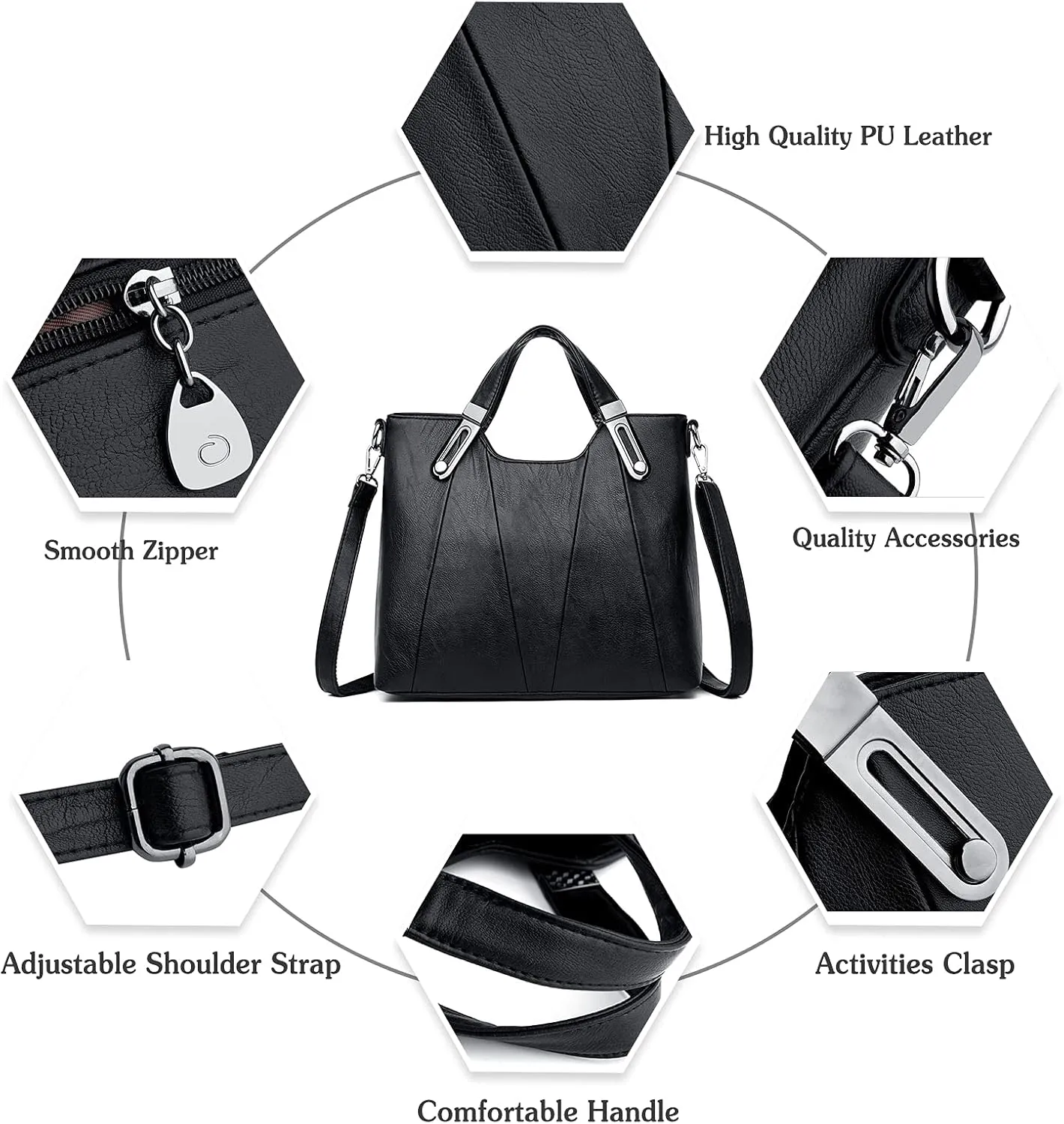 PORRASSO Fashion Shoulder Bag Women Handbag Ladies Crossbody Bag PU Leather Waterproof Satchel