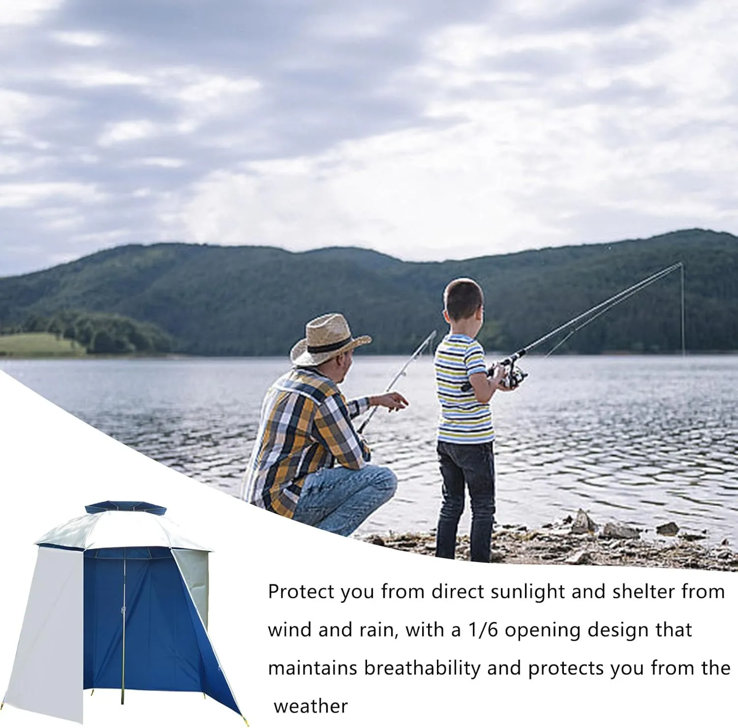 Portable Shade Tent Canopy - All-Weather Shade Tent for Camping or Beach, Foldable Shelter Cover | Sunproof Wind Barrier Umbrella Accessory Waterproof Fabric Wrap for Outdoor Activities and Relaxation