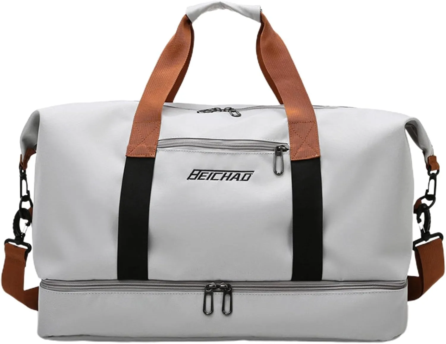 Portable Waterproof Gym Bag, Weekender Travel Bag,With Shoes Compartment (Grey)