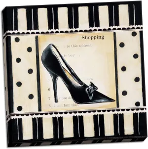 PosterArtNow Canvas Shopping I Fashion White And Art Black Durable Shoes Cute Classic Modern Popular 12x12