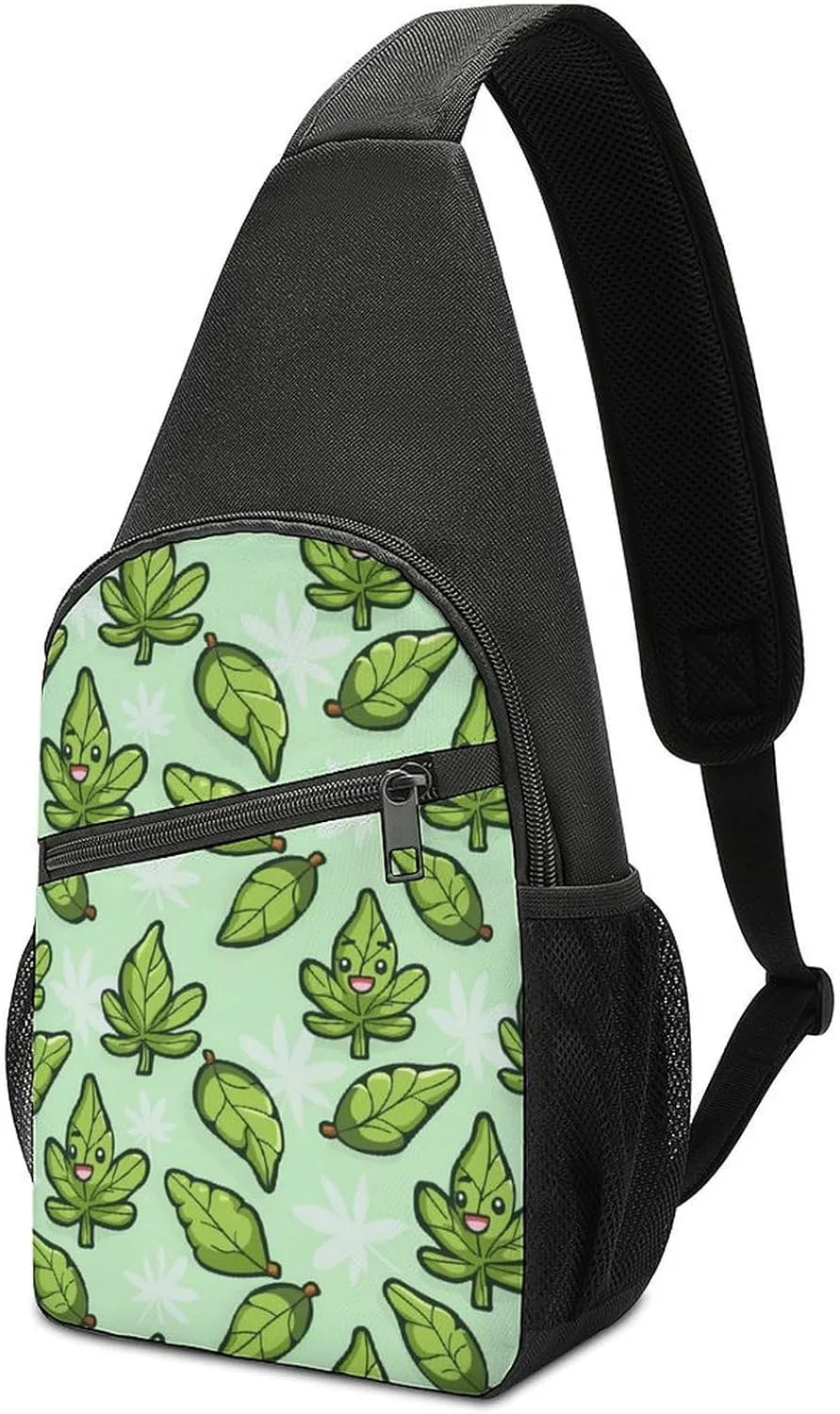Pot Leaves Weed Crossbody Bags for Women Men Sling Bag Casual Chest Bag Daypack for Travel Sport Hiking