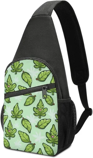 Pot Leaves Weed Crossbody Bags for Women Men Sling Bag Casual Chest Bag Daypack for Travel Sport Hiking