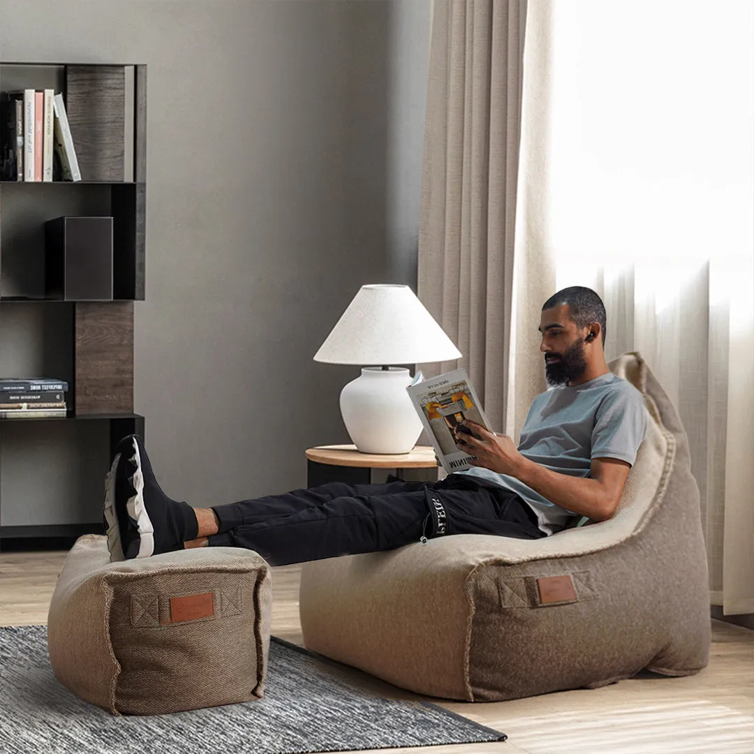 Pre-order 85 Days Delivery Olefin Beige Sunproof 100% Bean Bag With Ottoman 323-BB / 296-BB