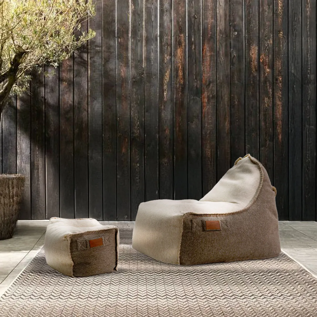 Pre-order 85 Days Delivery Olefin Beige Sunproof 100% Bean Bag With Ottoman 323-BB / 296-BB