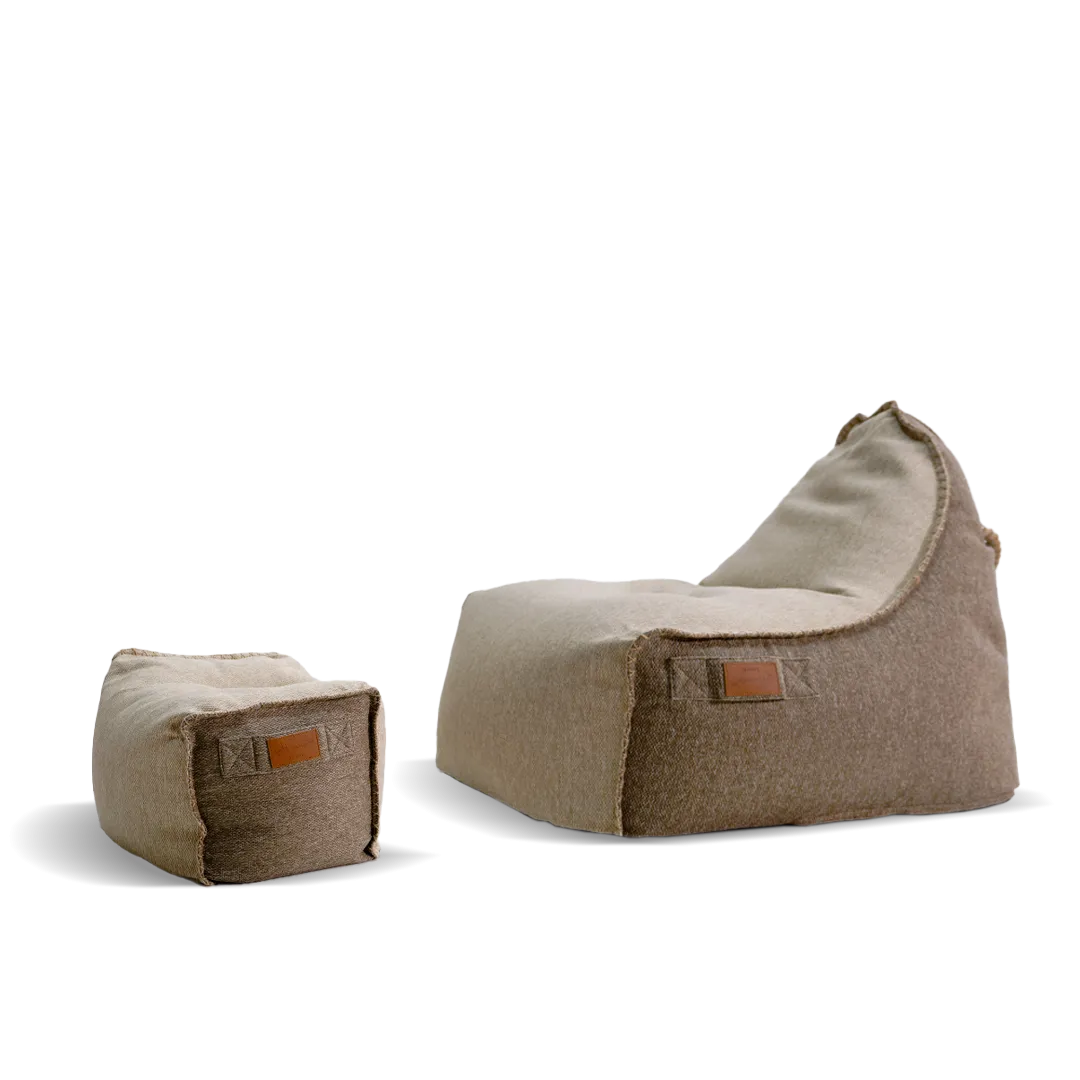Pre-order 85 Days Delivery Olefin Beige Sunproof 100% Bean Bag With Ottoman 323-BB / 296-BB