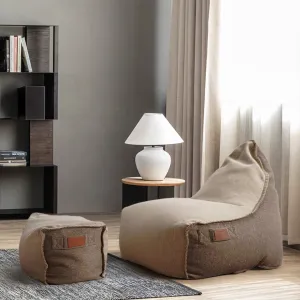 Pre-order 85 Days Delivery Olefin Beige Sunproof 100% Bean Bag With Ottoman 323-BB / 296-BB