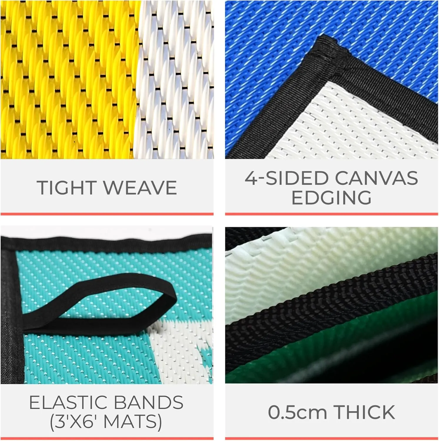 Premium Outdoor RV Patio Mat – Extra Thick 5mm Recycled Polypropylene Rug – Heavy-Duty, Waterproof, Reversible – Luxury Mat for Camping, Beach, Deck, Campsite