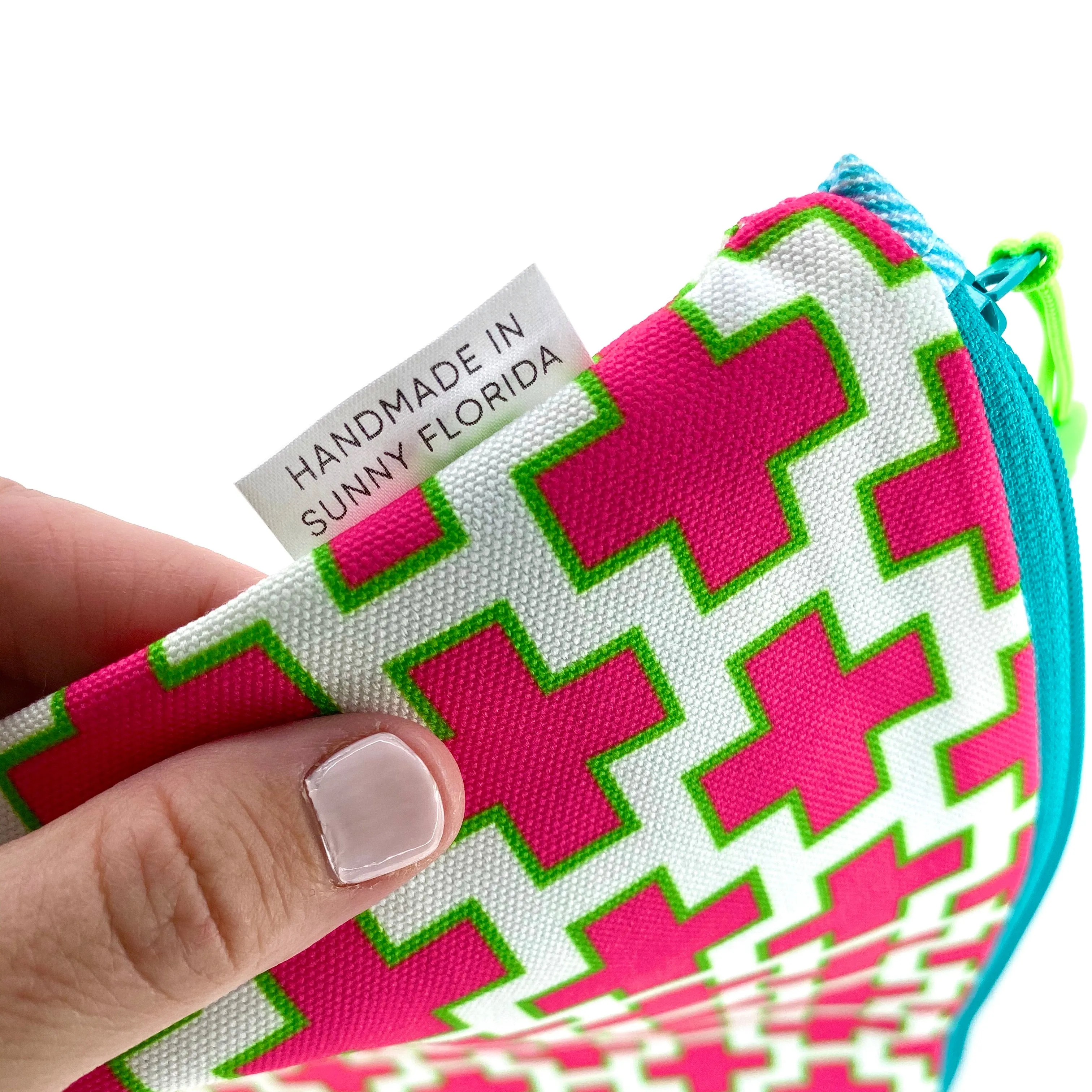 Preppy Plus Signs in Pink   Green, Water-Resistant Wet Bag