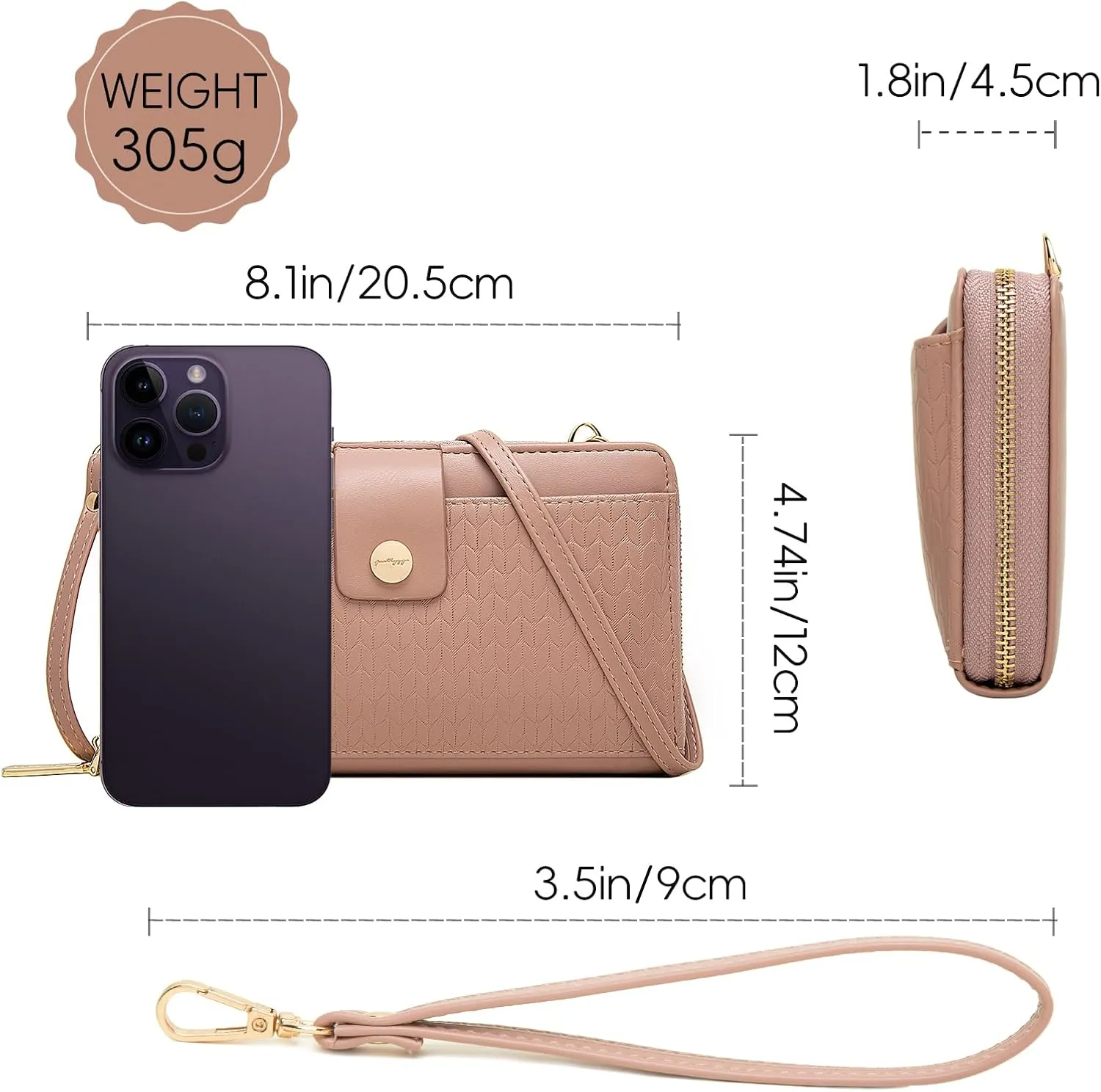 Prettyzys Wallet Women Rfid Crossbody Bag Handbag - Handmade Blocking Wristlet Clutch Zipper for Ladies Teenage Girls