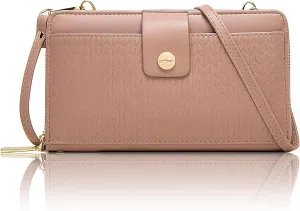 Prettyzys Wallet Women Rfid Crossbody Bag Handbag - Handmade Blocking Wristlet Clutch Zipper for Ladies Teenage Girls