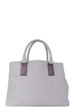 Printed Canvas Shopping Tote Brown