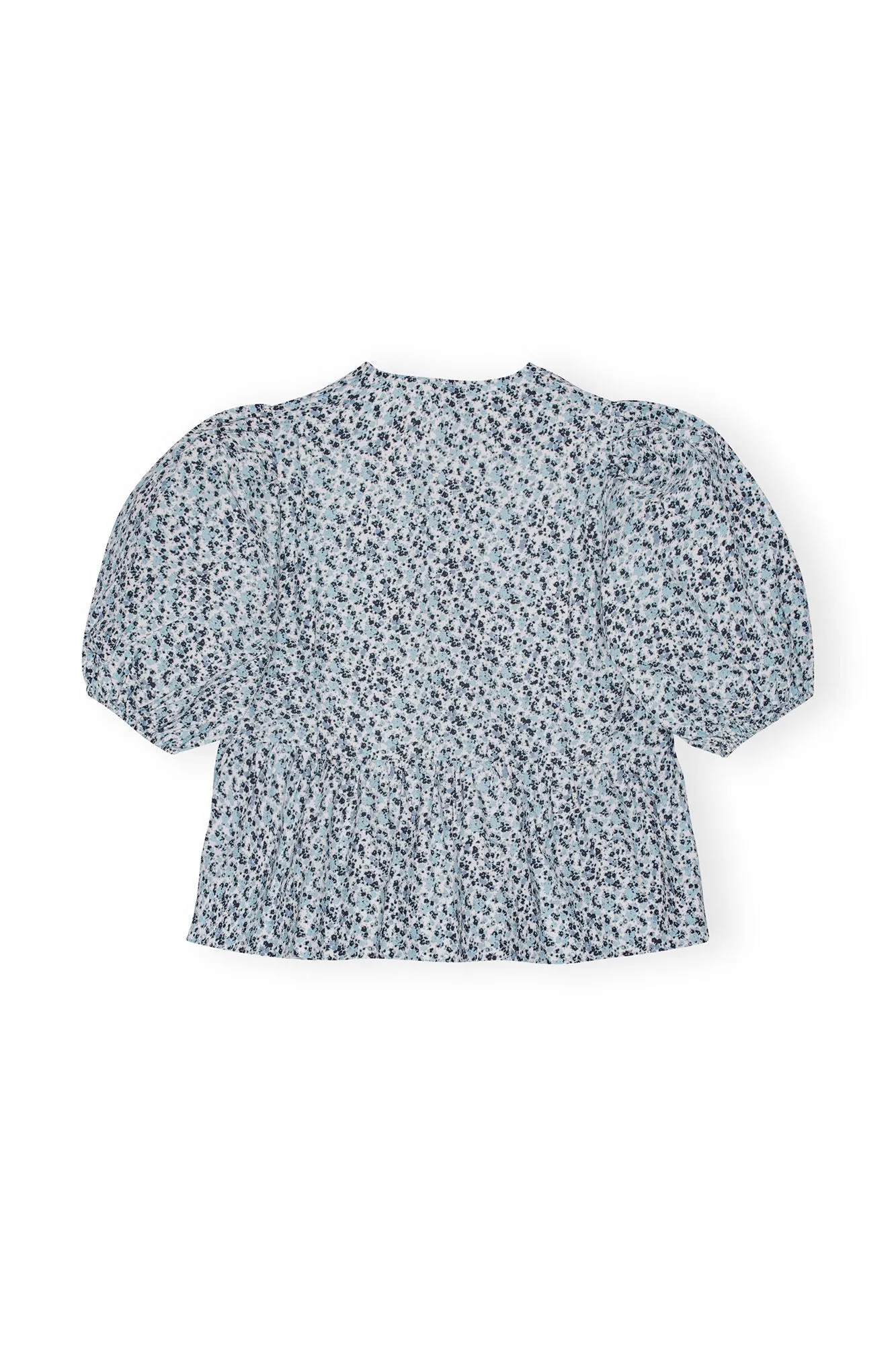 Printed Cotton Poplin Peplum Blouse - Glacier Lake