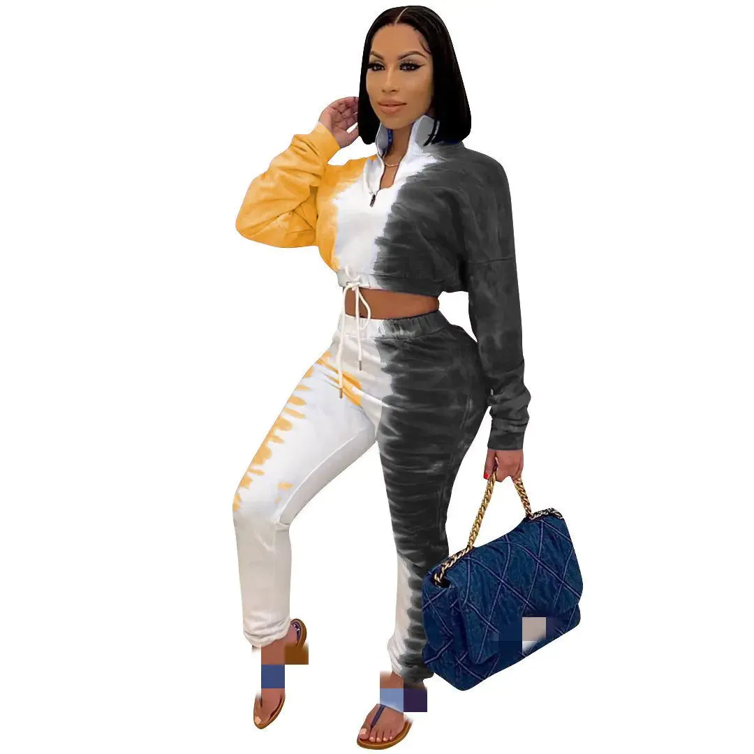 Printed Sports and Privacy-protected Sweatshirt Casual Stretch Waist Efficient global logistics Set