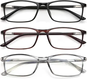 Professional Reading Glasses for Men/Women, Blue Light Blocking Computer Readers with Spring Hinges for Glare and UV Protection