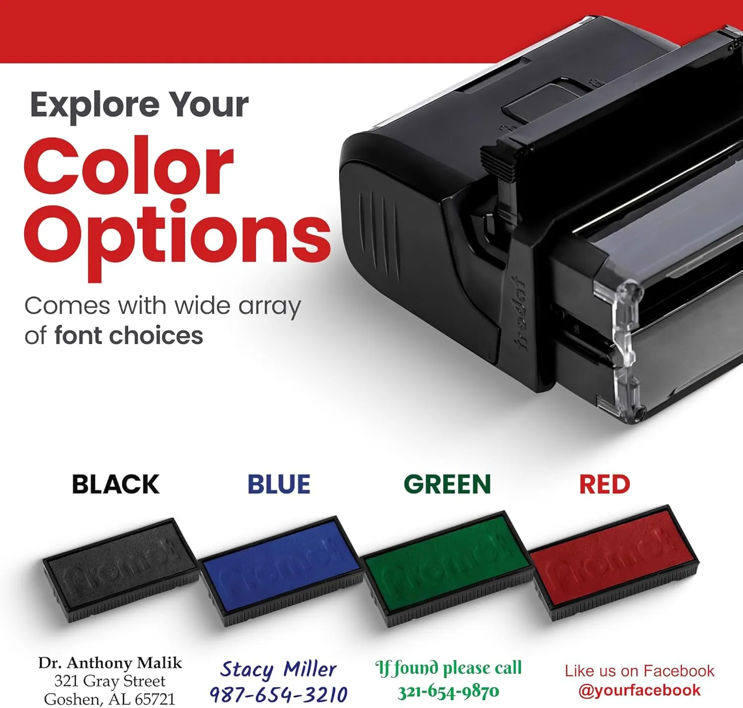 Promot Self Inking Stamp – Custom Text Stamp for Address, Office, or Business Use - Medium