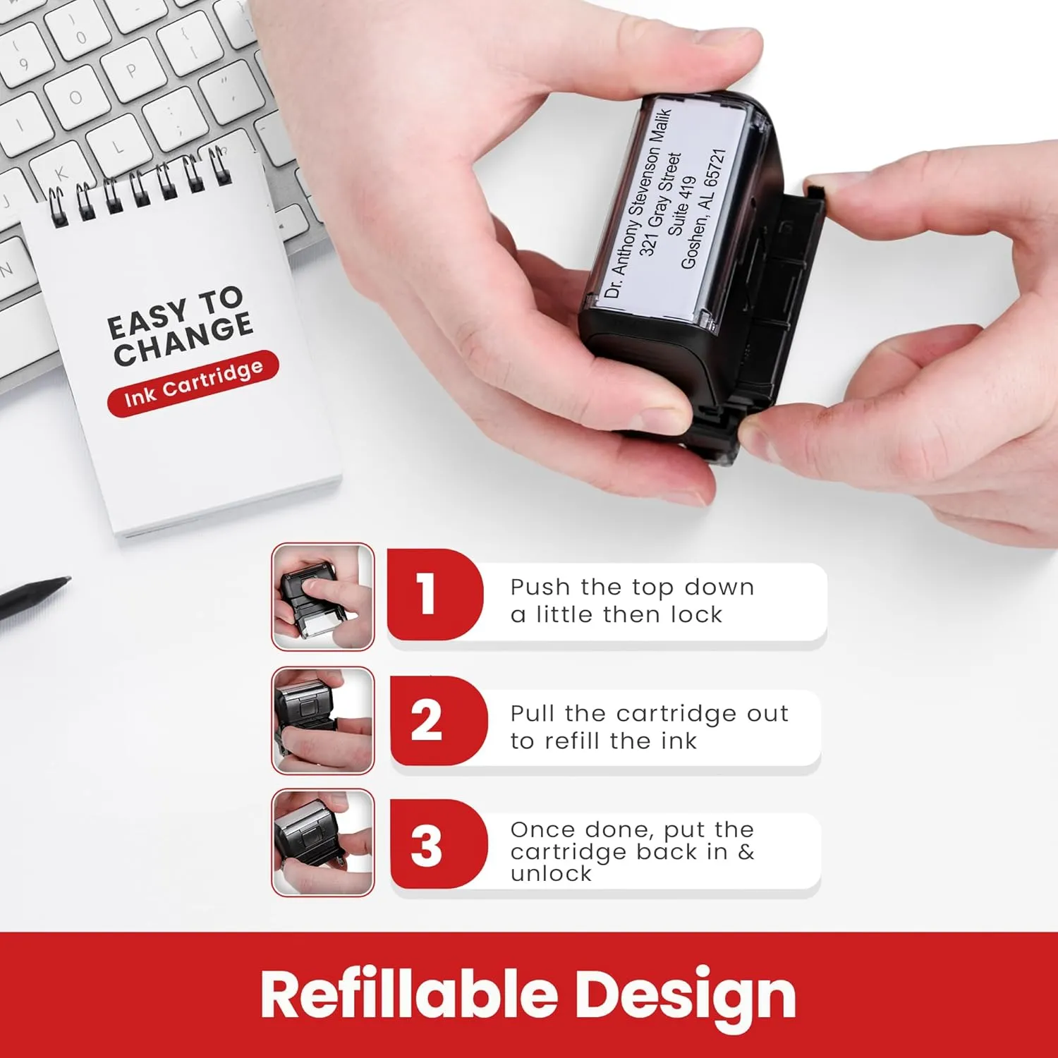 Promot Self Inking Stamp – Custom Text Stamp for Address, Office, or Business Use - Medium