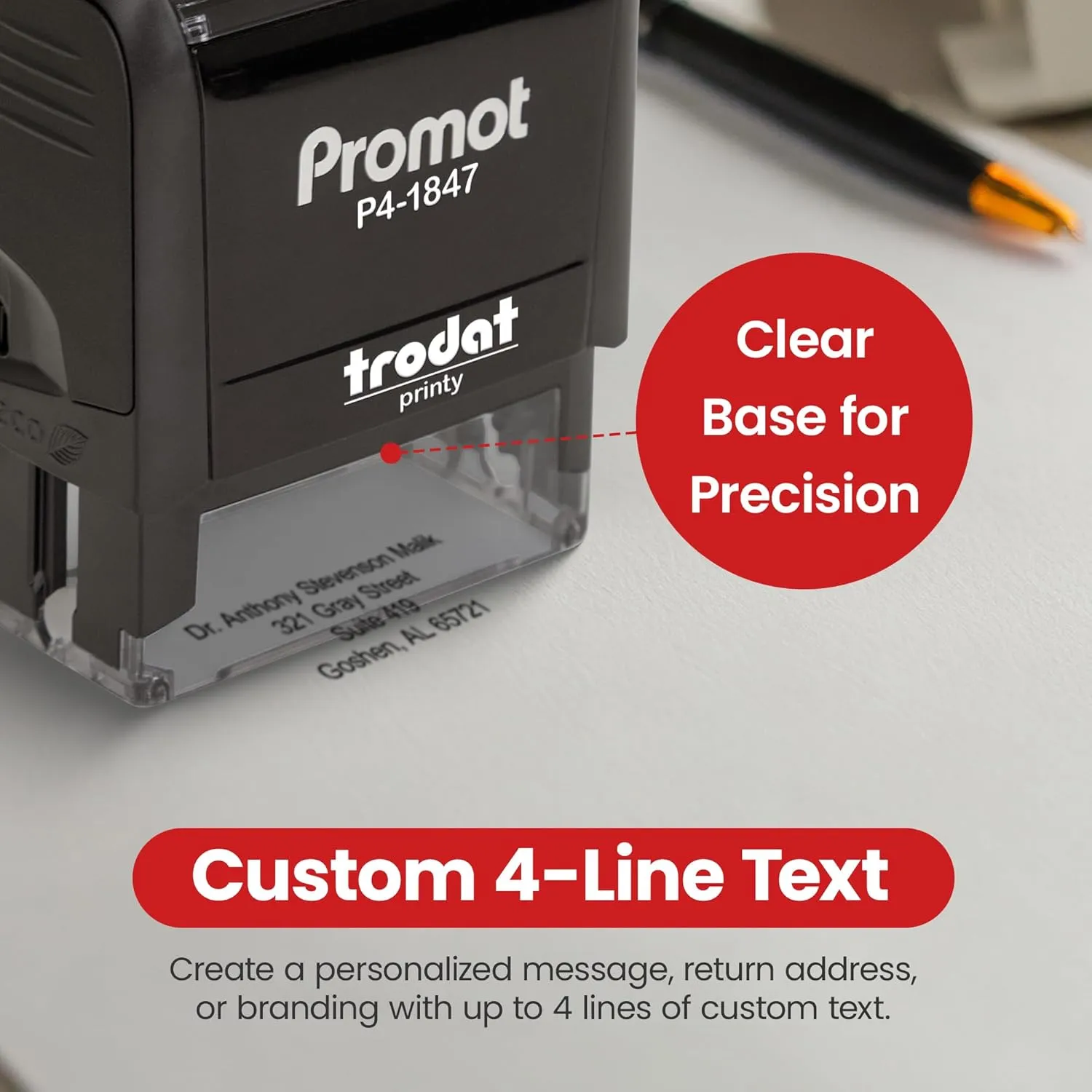Promot Self Inking Stamp – Custom Text Stamp for Address, Office, or Business Use - Medium