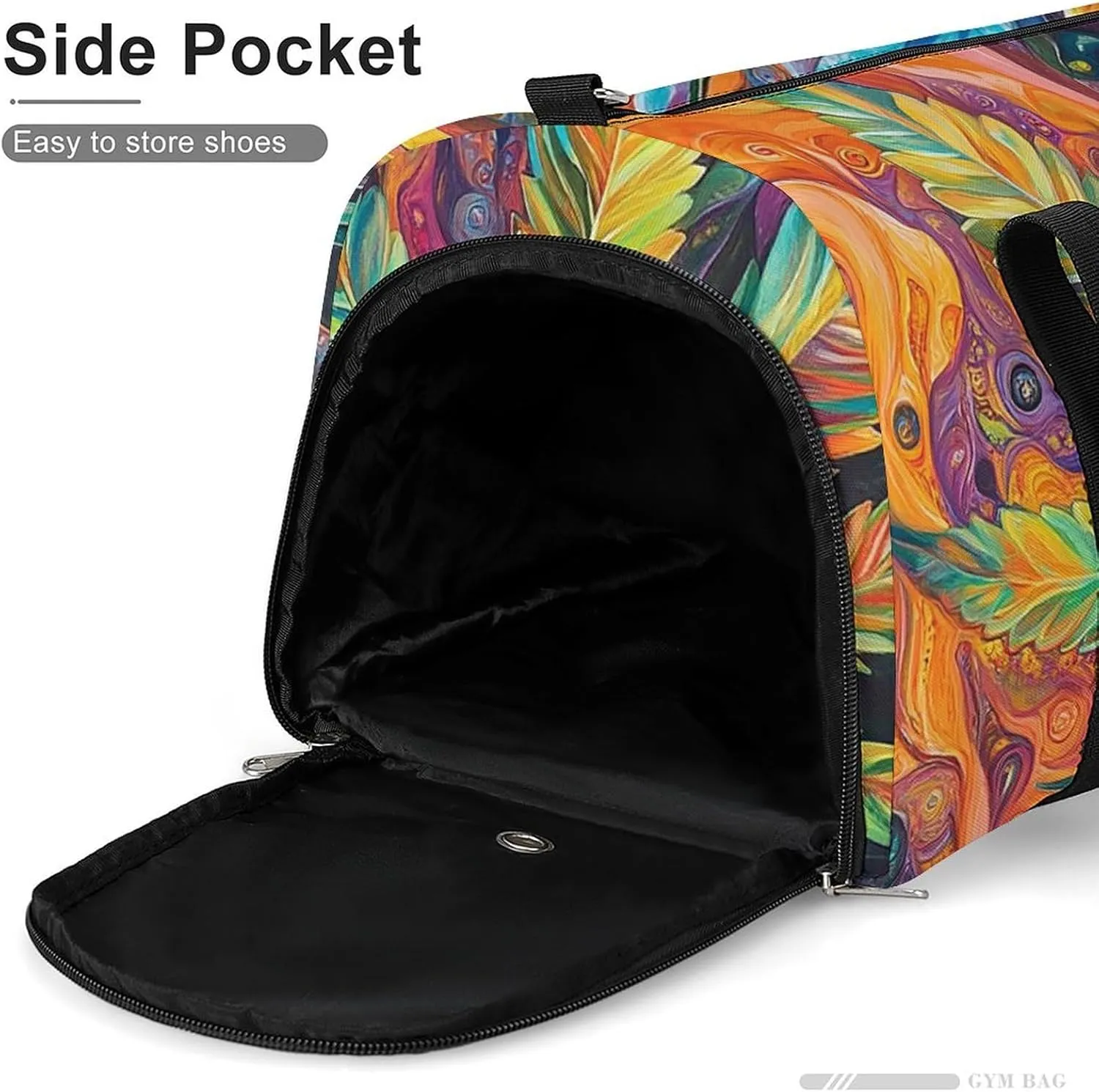 Psychedelic Magic Cannabis Leafs Fitness Large Gym Bag for Unisex with Shoe Compartment & Wet Pocket