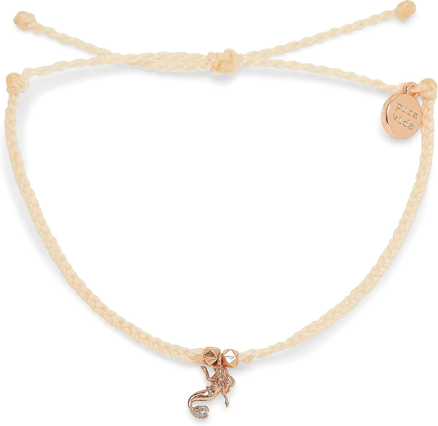 Pura Vida Rose Gold-Plated Disney Ariel Charm Bracelet - Adjustable Band, Brand Charm - Vanilla