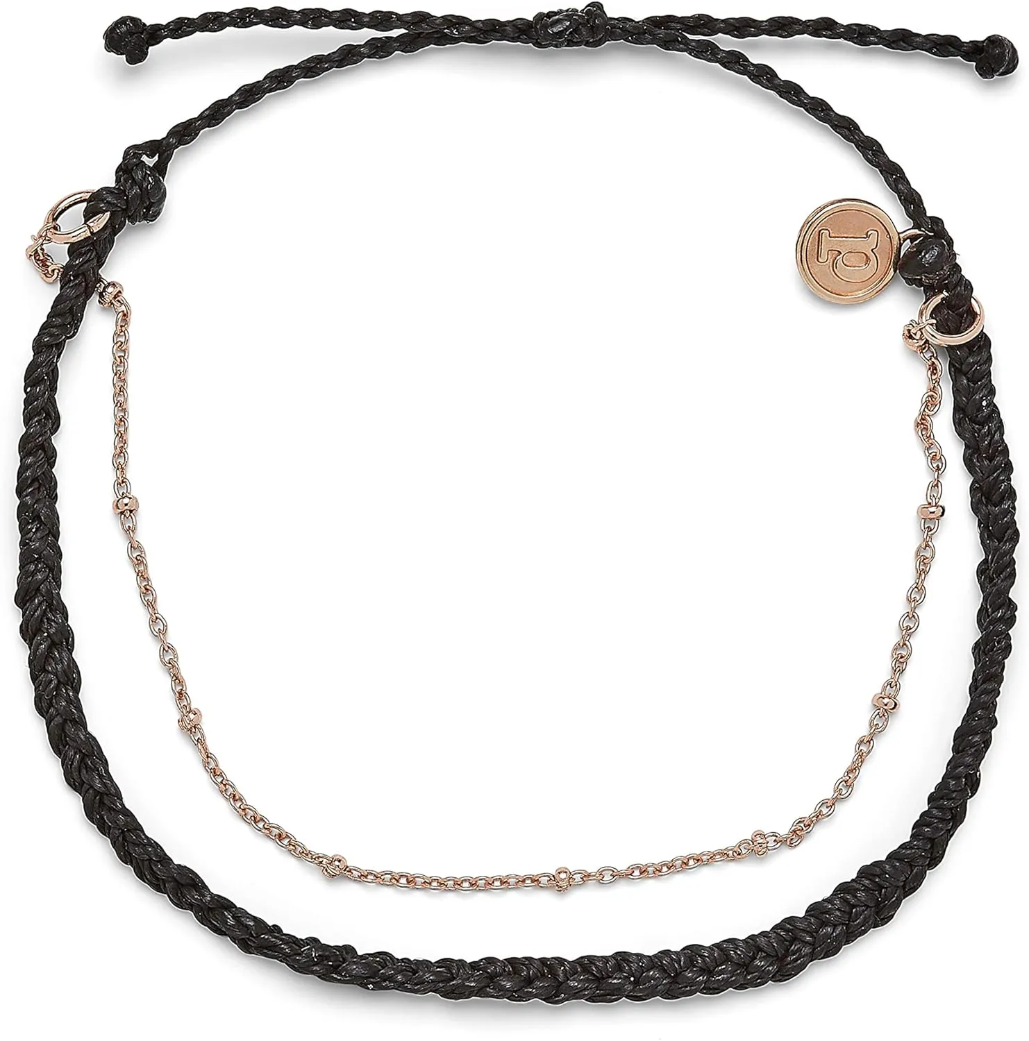 Pura Vida Silver or Rose Gold Satellite Chain Anklet - Adjustable Band, 100% Waterproof - Brand Charm