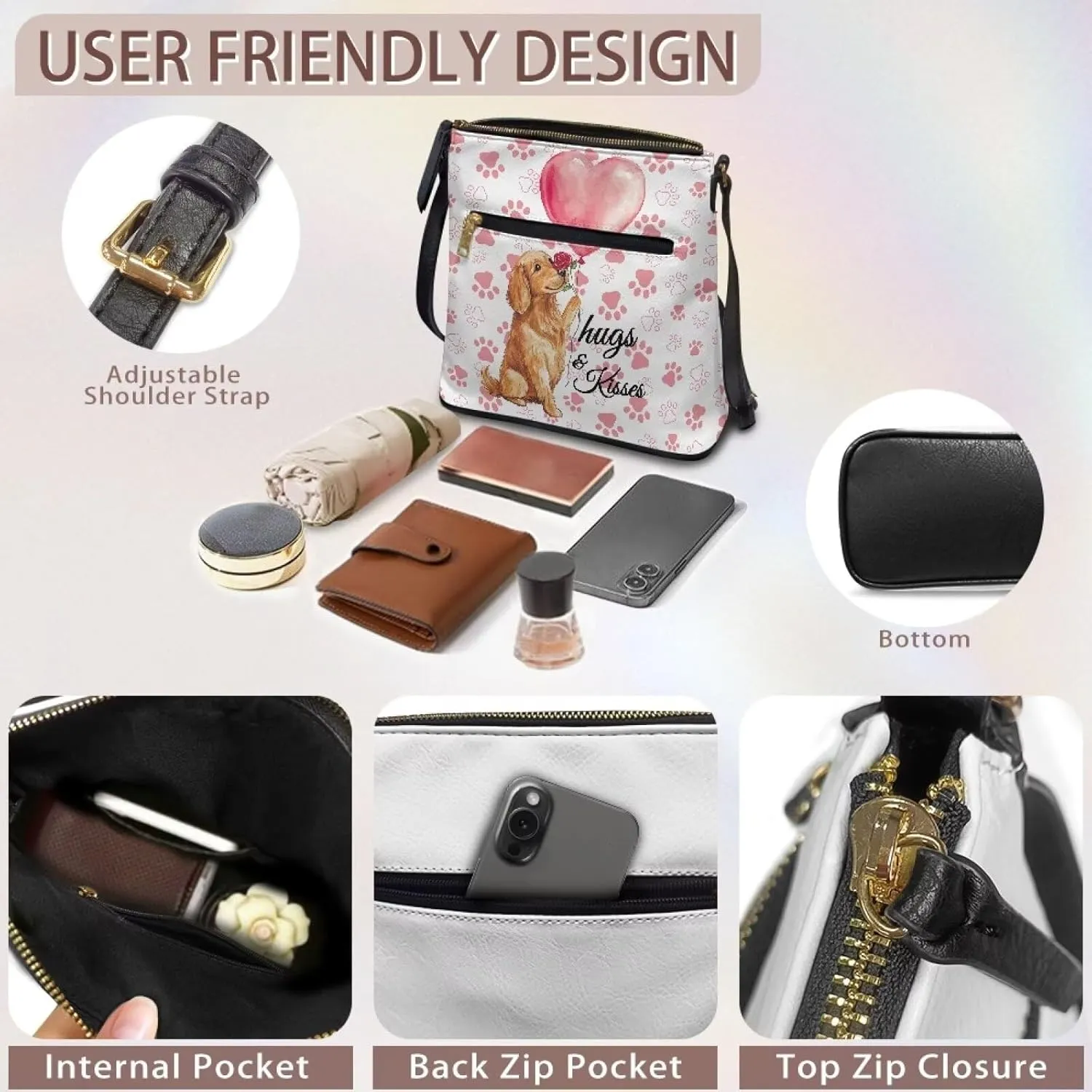 Purses for Women Shoulder Bag Trendy Large Capacity with Zipper Leather Purse Cross Body Handbag