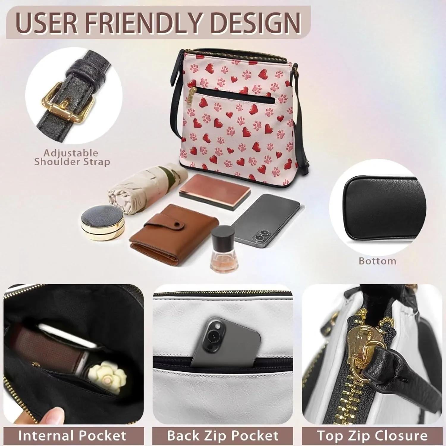Purses for Women Shoulder Bag Trendy Large Capacity with Zipper Leather Purse Cross Body Handbag