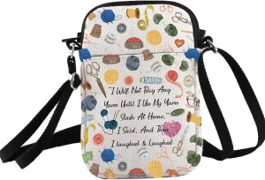PXTIDY Yarn Storage Bag Knitting Project Crossbody Bag Knitter Sewing Lover Travel Crossbody Purse Quilting Crocheting Gift