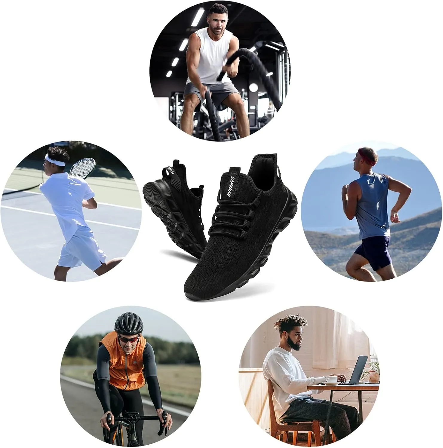 QIJGS Running Shoes for Men Gym Tennis Athletic Mesh Sneakers Lightweight Sports Fashion Workout Casual Shoes